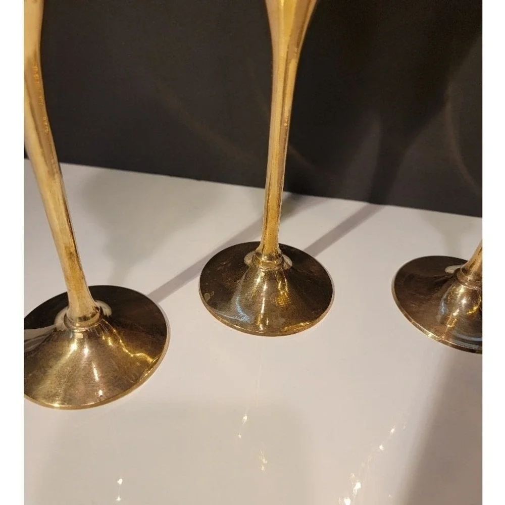 Vintage Brass Champagne Flutes Set of 4 Celebration Toasting New Year 